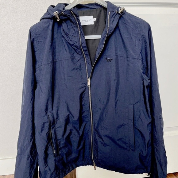 Maison Kitsune Mens Jacket MEDIUM Spring Fox Technical Windbreaker Navy - Picture 10 of 13
